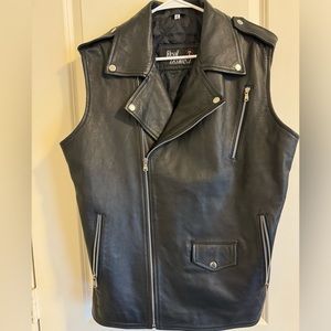 Real Leather Medium Men’s Black Sleeveless Biker Jacket! 🖤